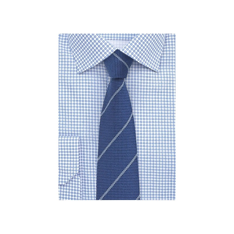 Rich Blue Wool Tie in Skinny Cut