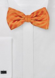 Bright Orange Kids Bow Tie with Stripes