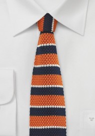 Orange and Navy Knit Tie