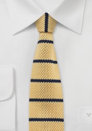 Butter Yellow and Blue Knit Tie