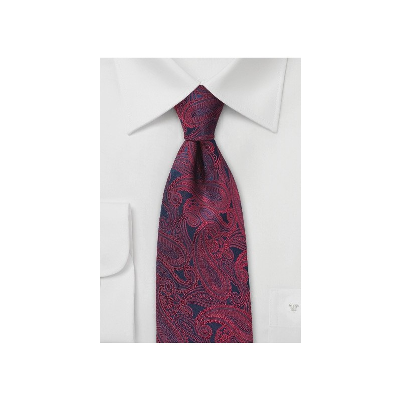 Blue and Red Paisley Silk Tie