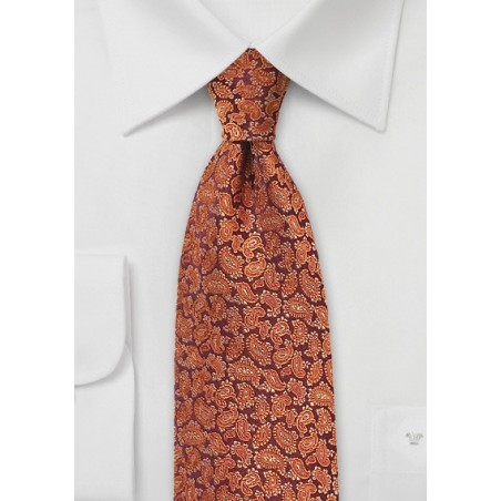 Woven Paisley Tie in Autumn Orange