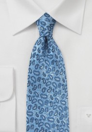 Micro Paisley Silk Tie in Country Blue