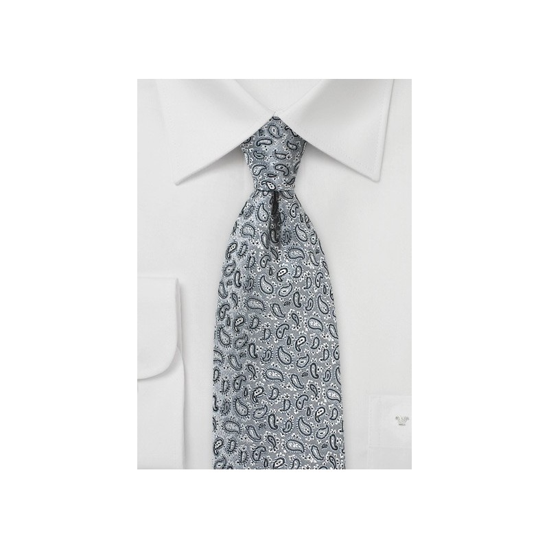 Micro Paisley Tie in Dove Gray
