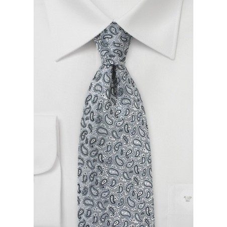 Micro Paisley Tie in Dove Gray