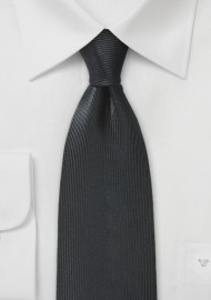 Ribbed Textured Silk Tie in Jet Black