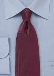Vertical Ribbed Tie in Oxblood Red