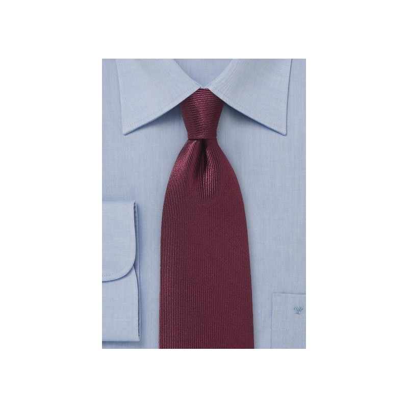 Vertical Ribbed Tie in Oxblood Red