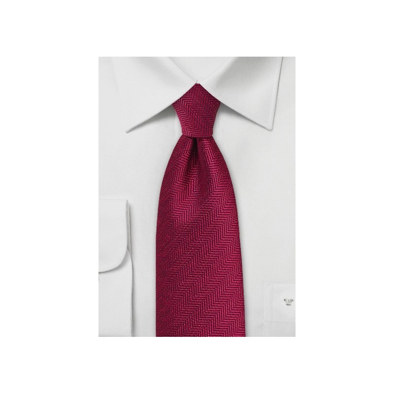 Herringbone Tie in Garnet Red