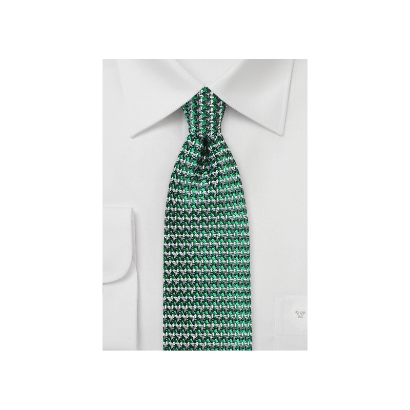 Retro Weave Tie in Green and Gray