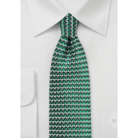 Retro Weave Tie in Green and Gray