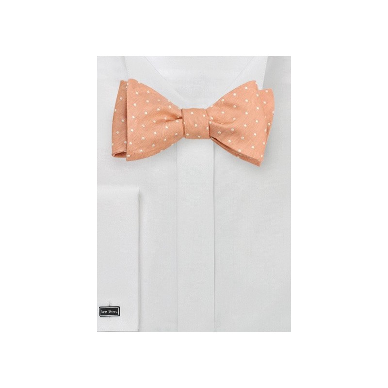 Peach Orange Polka Dotted Bow Tie