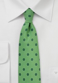 Grass Green Tie with Hunter Green Polka Dots