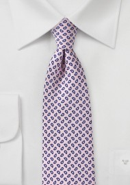 Allover Paisley Tie in Petal Pink and Navy