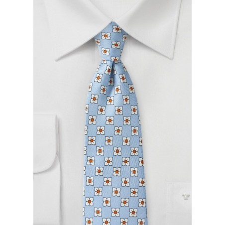 Baby Blue Floral Silk Necktie
