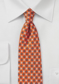 Carrot Orange Tie with Flowers in Blue and Peach