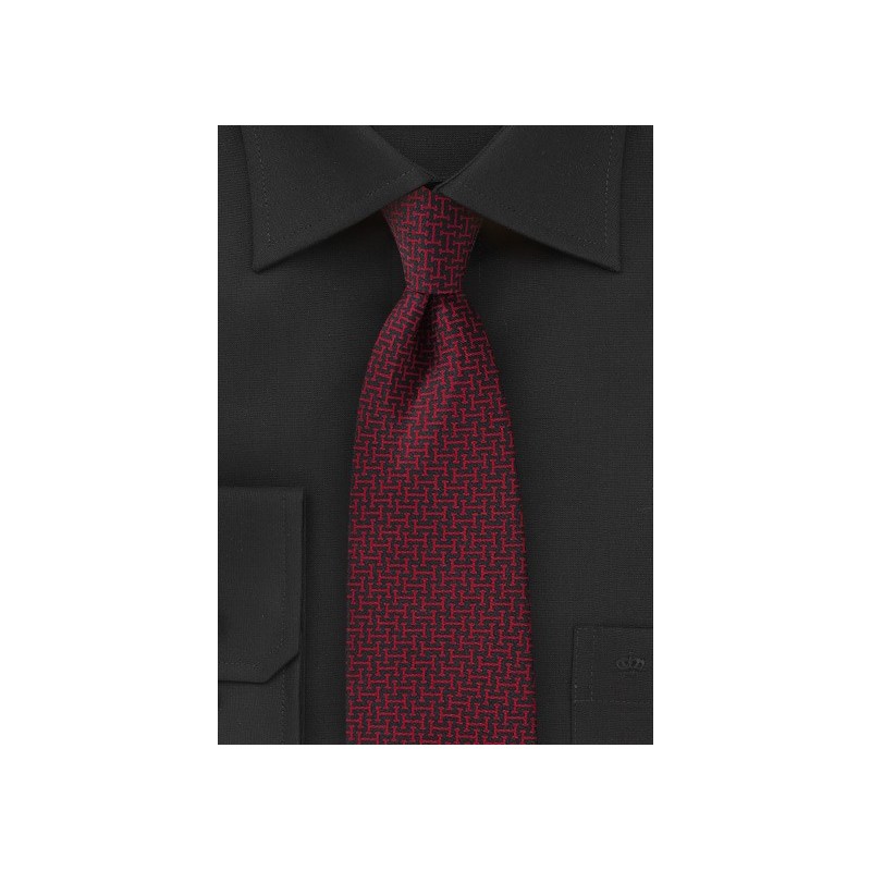 Edgy Graphic Print Tie in Black and Red