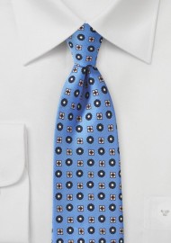 Alaskan Blue Foulard Silk Print Tie