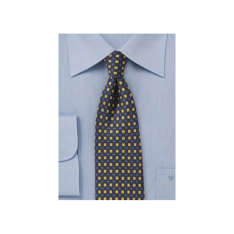 Midnight Blue Foulard Silk Tie
