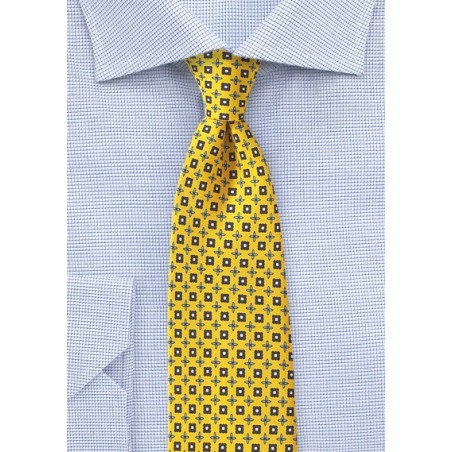Yellow and Blue Foulard Tie