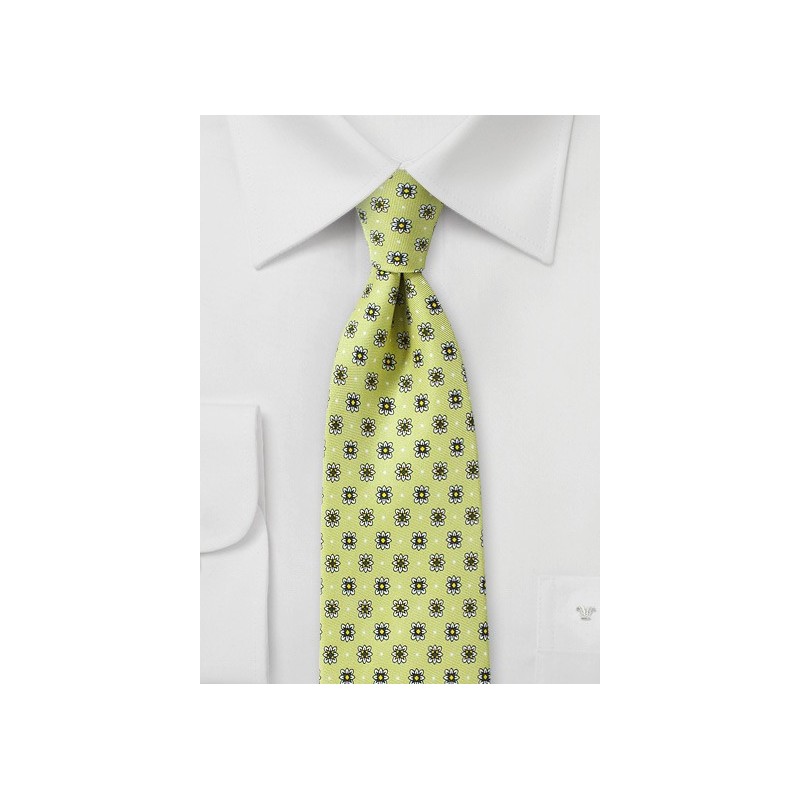 Celery Green Floral Tie