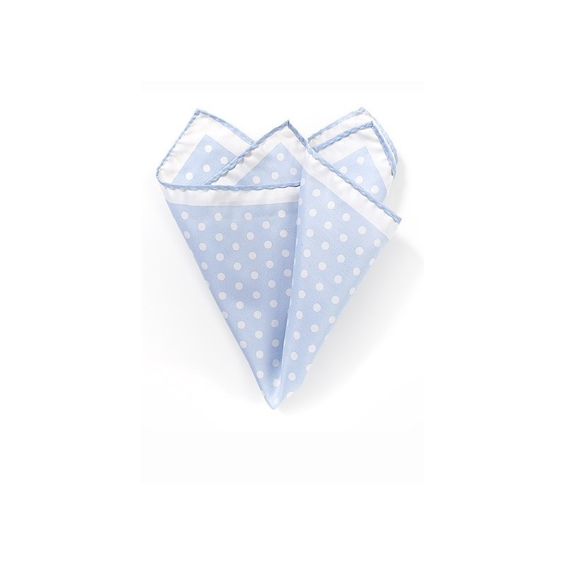 Pale Blue and White Polka Dot Pocket Square