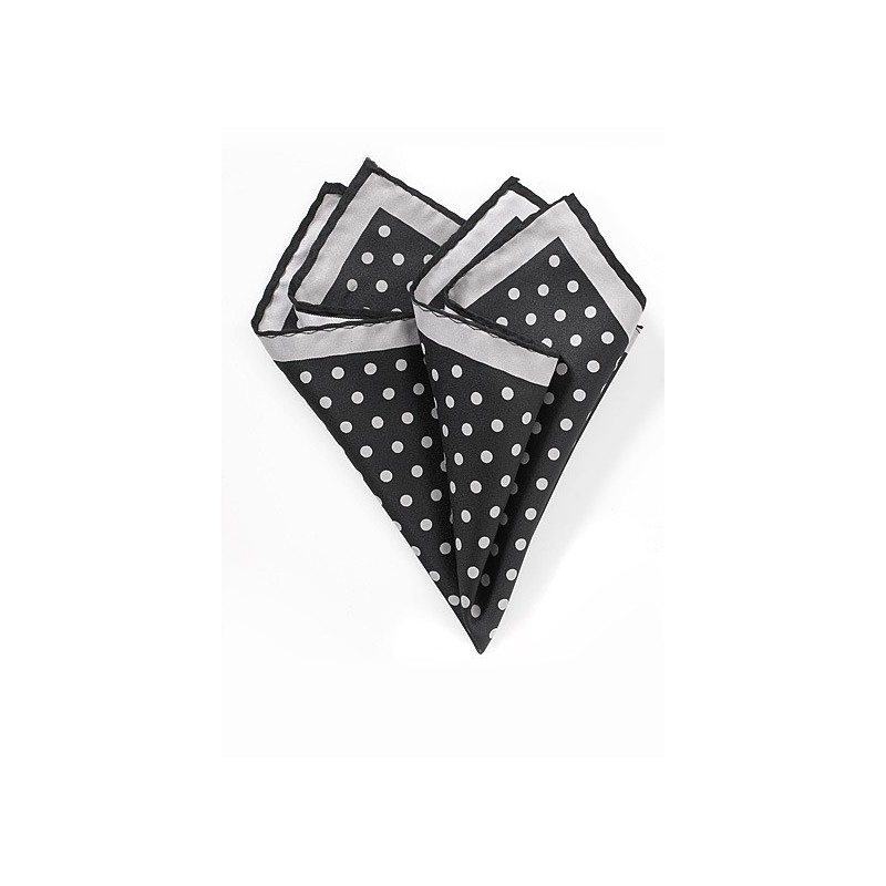 Black Pocket Square with Silver Dots