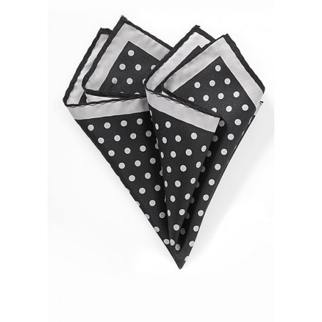 Black Pocket Square with Silver Dots