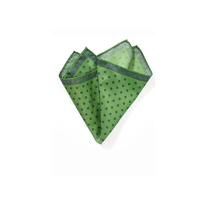 Green Pocket Square with Large Dots