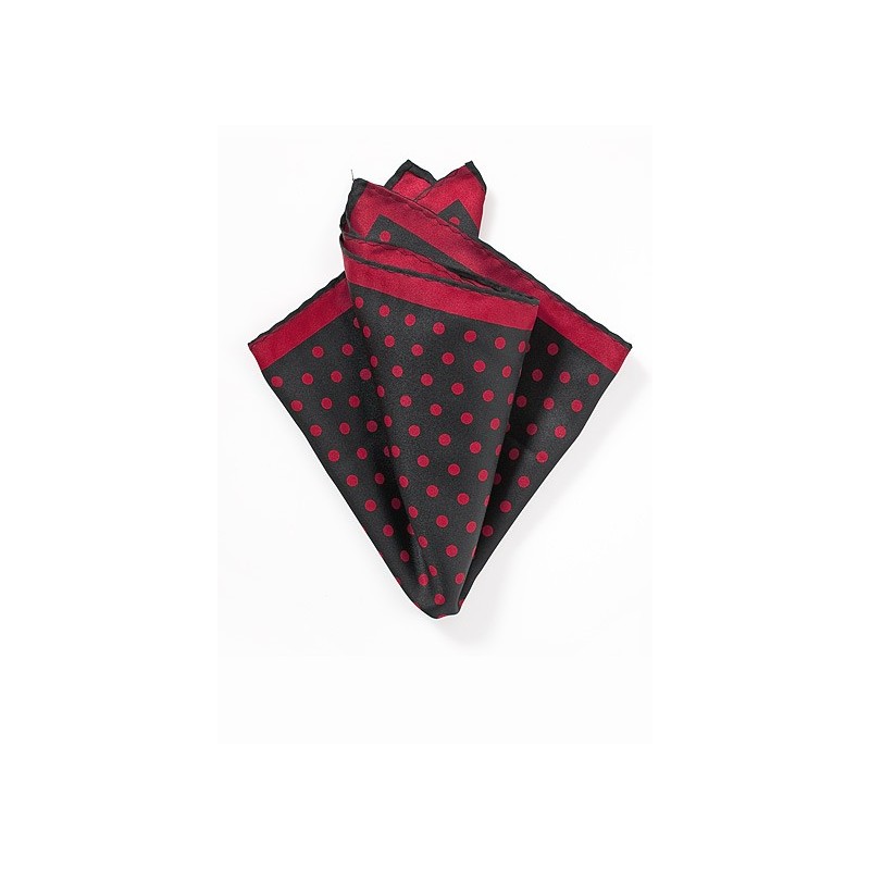 Black Pocket Square with Red Dots