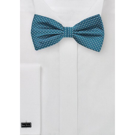 Teal Pin Dot Bow Tie