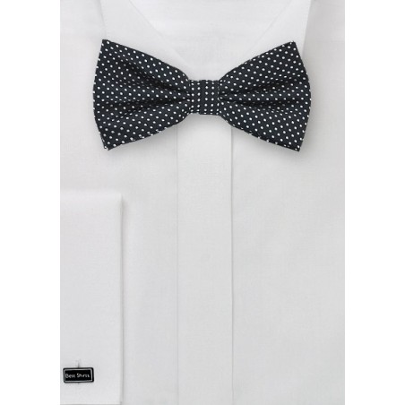 Black Bow Tie with Silver Pin Dots
