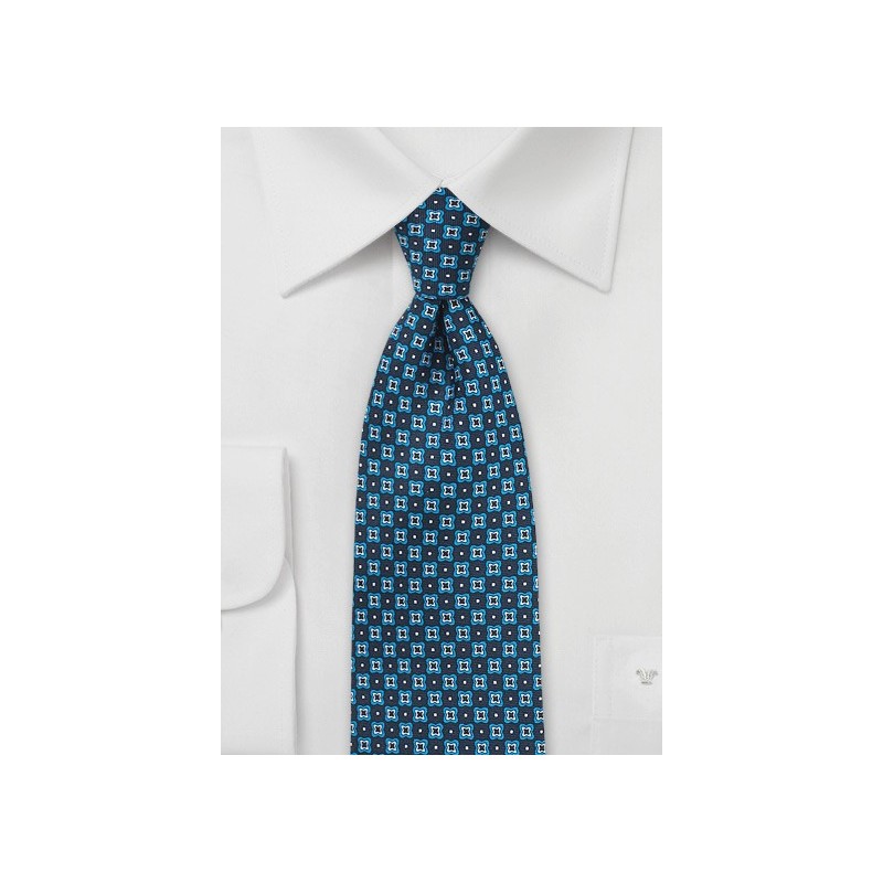 Blue and Teal Floral Silk Tie