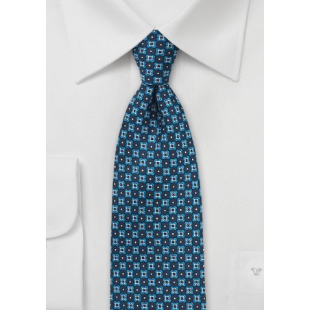 Blue and Teal Floral Silk Tie