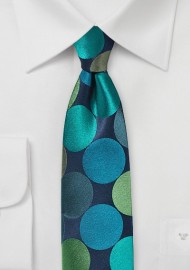 Giant Polka Dot Skinny Tie in Blue