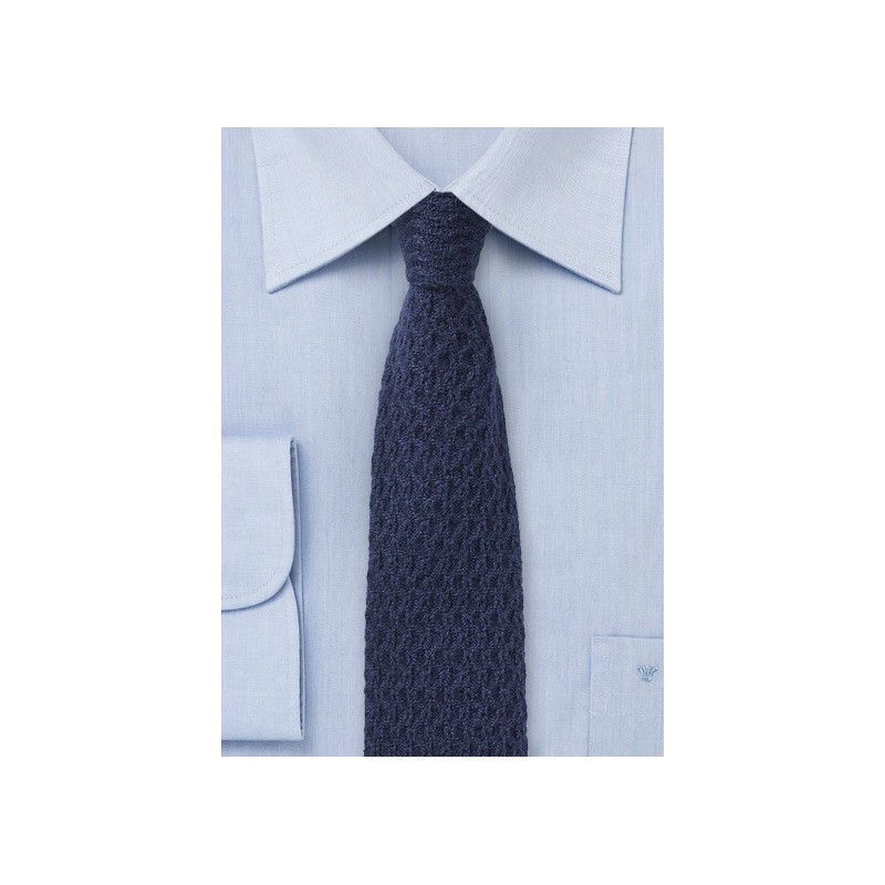 Coarse Knit Tie in Cashmere - Navy