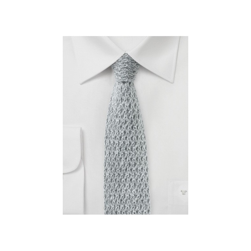 Coarse Knitted Cashmere Tie in Gray