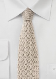 Textured Cashmere Knit Tie in Beige