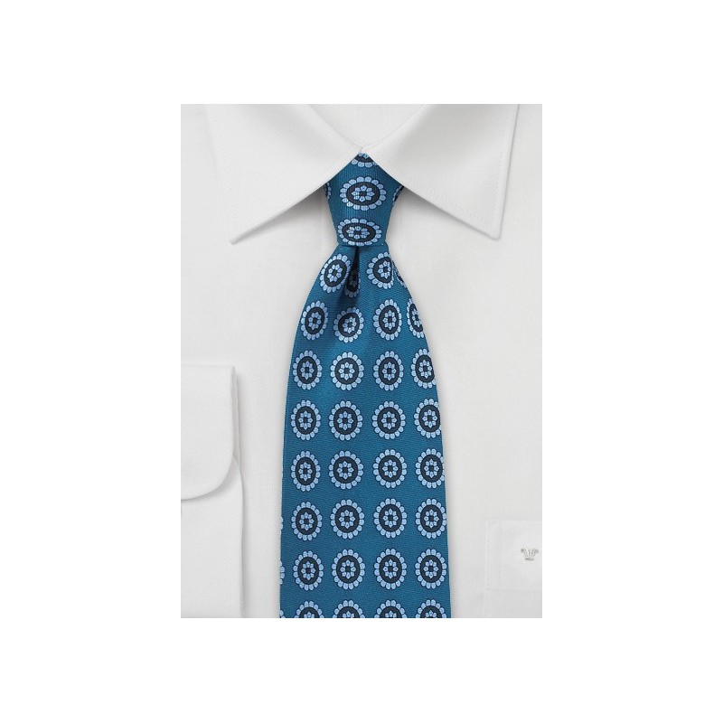 Medallion Print Tie in Light Blue