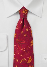Red and Orange Floral Wool Tie