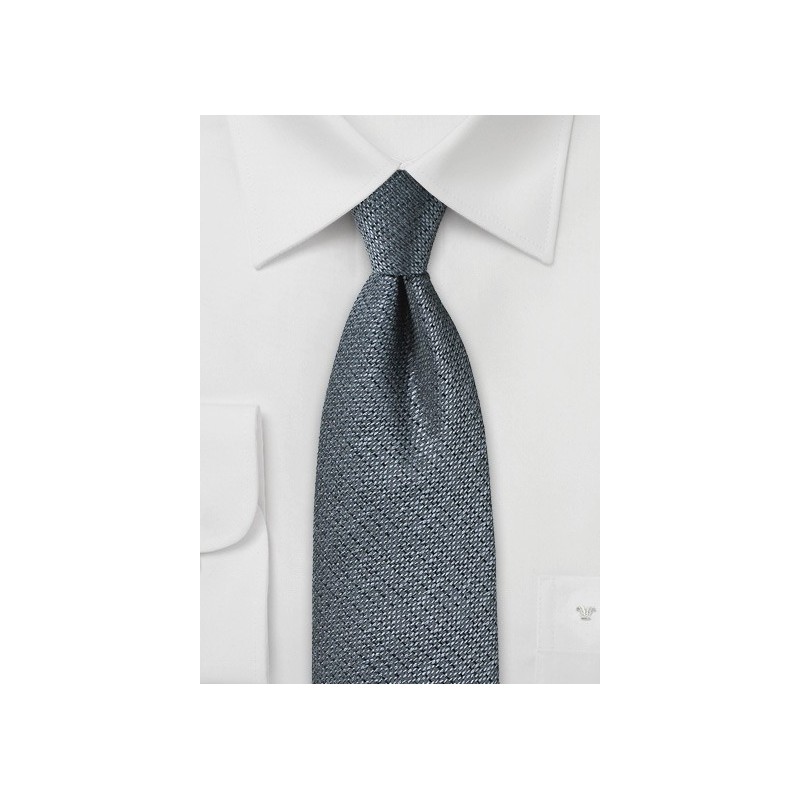 Textured Silk Tie in Metallic Gray