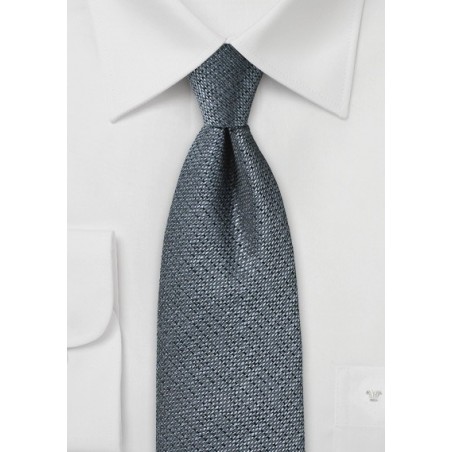 Textured Silk Tie in Metallic Gray