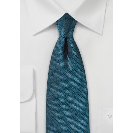 Metallic Teal Blue Textured Silk Tie