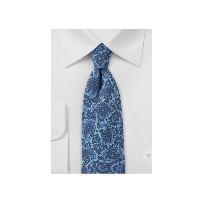 Unique Skinny Paisley Tie in Blue