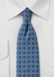 Geometric Skinny Tie in Blue Jean Color