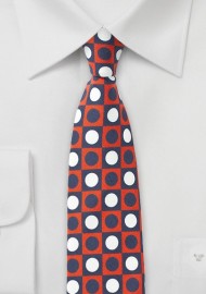 Retro Skinny Tie in Orange, White, and Blue