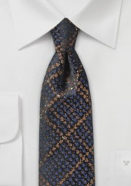 Snake Skin Design Skinny Tie in Brown and Navy