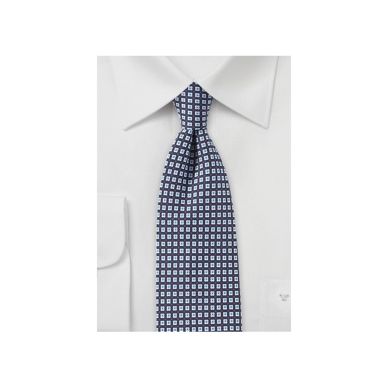 Designer Foulard Print Tie in Blue
