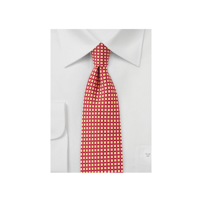 Bright Red Foulard Skinny Tie
