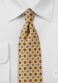 Graphics Print Tie in Yellow, Blue, and Red